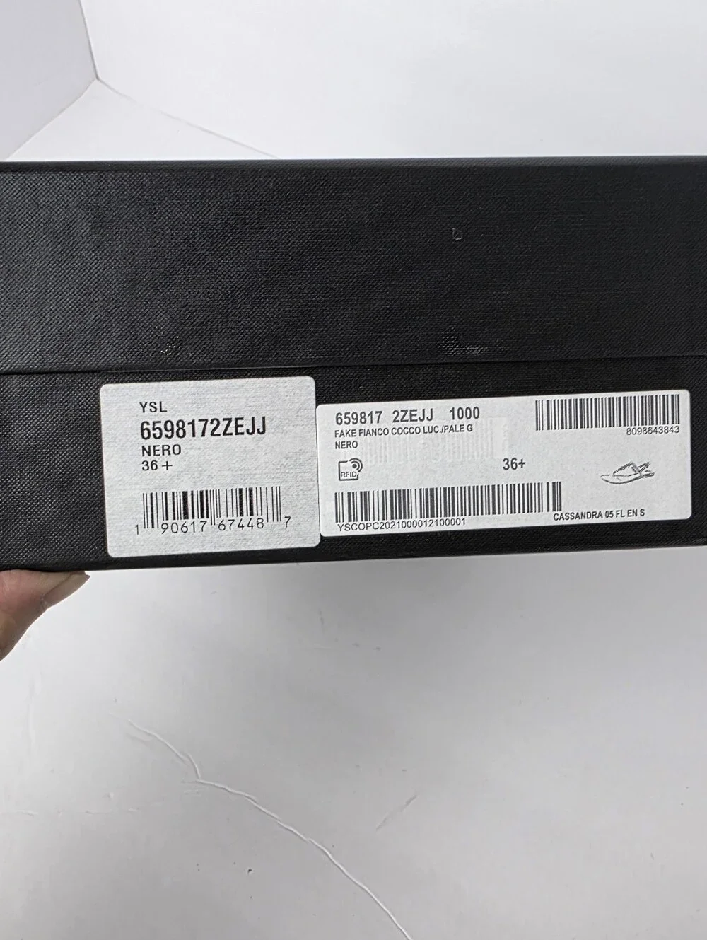 Saint Laurent Cassandra Embossed Croc Flat Sandals Black Size 6.5
